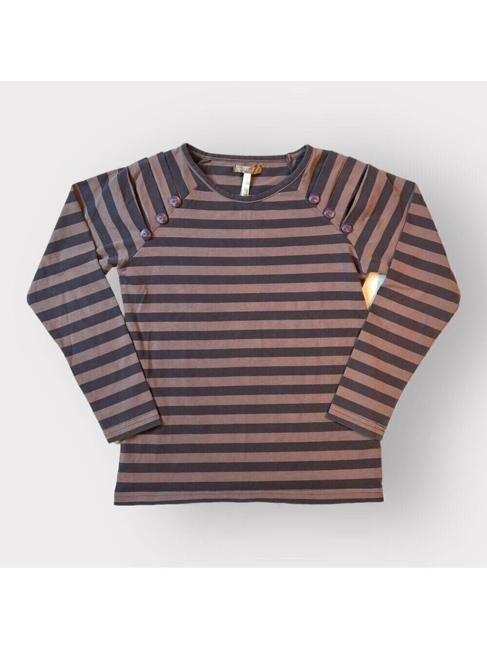 Matilda Jane NEW Girls You & Me Holt Tee sz 10 Long Sleeve Top Brown Striped